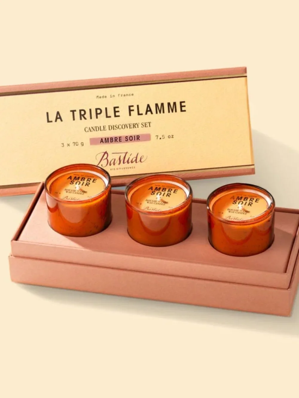 Bastide La Triple Flamme Ambre Soir Trio Scented Candles